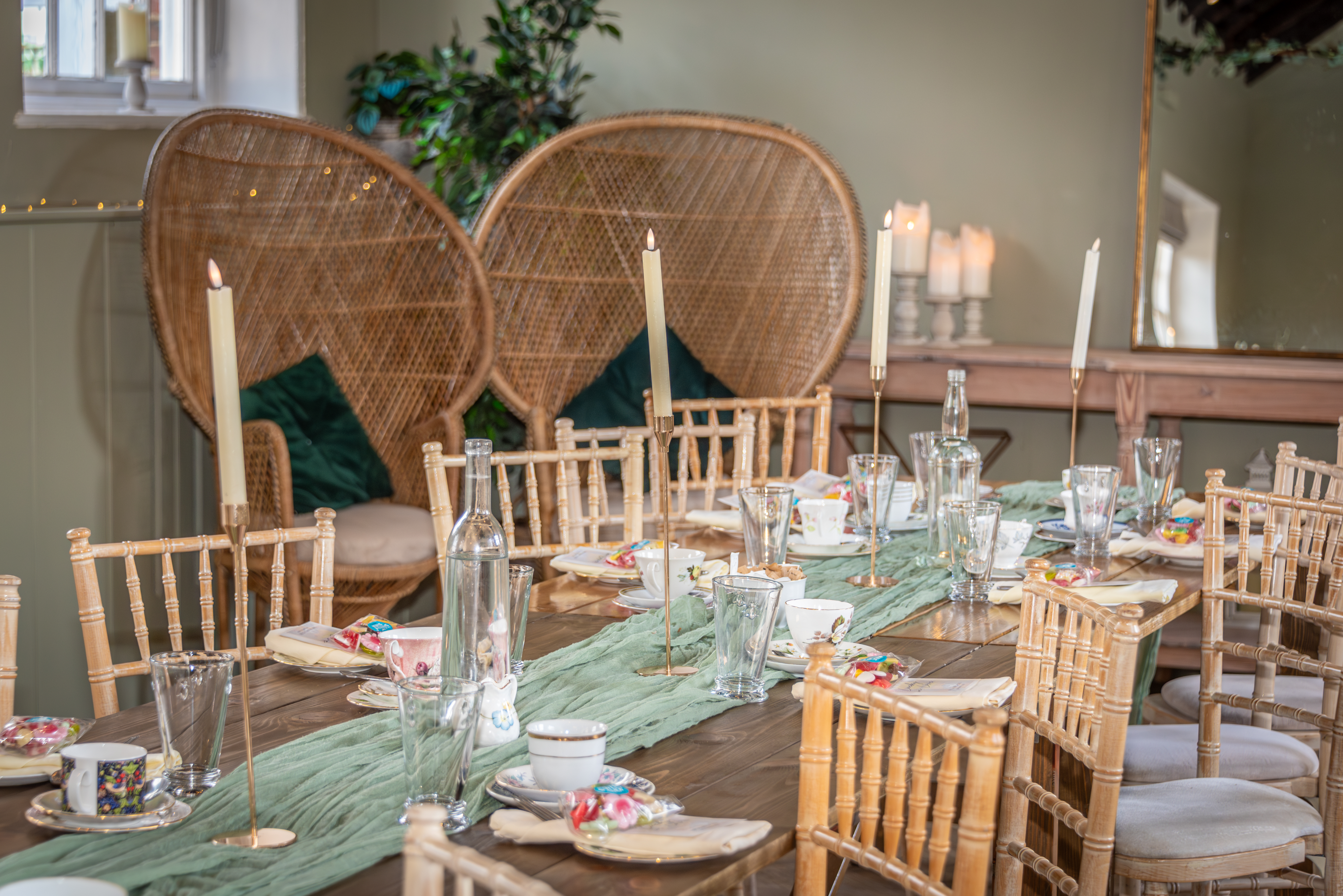 Wedding Breakfast waiting guests at The Secret Garden Wedding Venue in Ashford