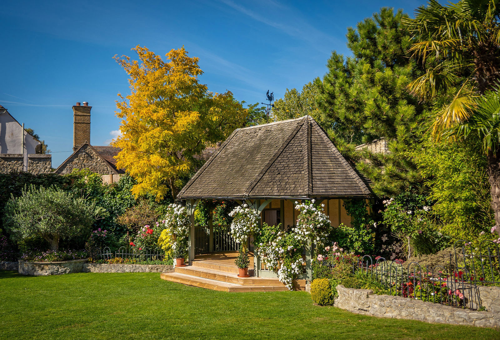 The gardens at Cooling Castle Barn Wedding Venue in Rochester