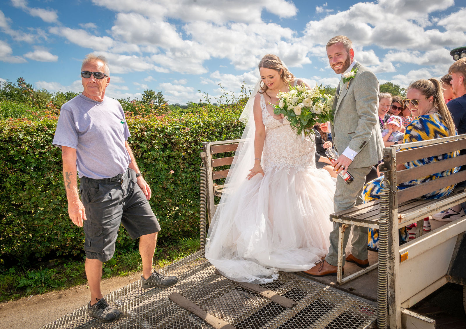 Bride's 'train' at Kent Life Wedding Venue in Maidstone