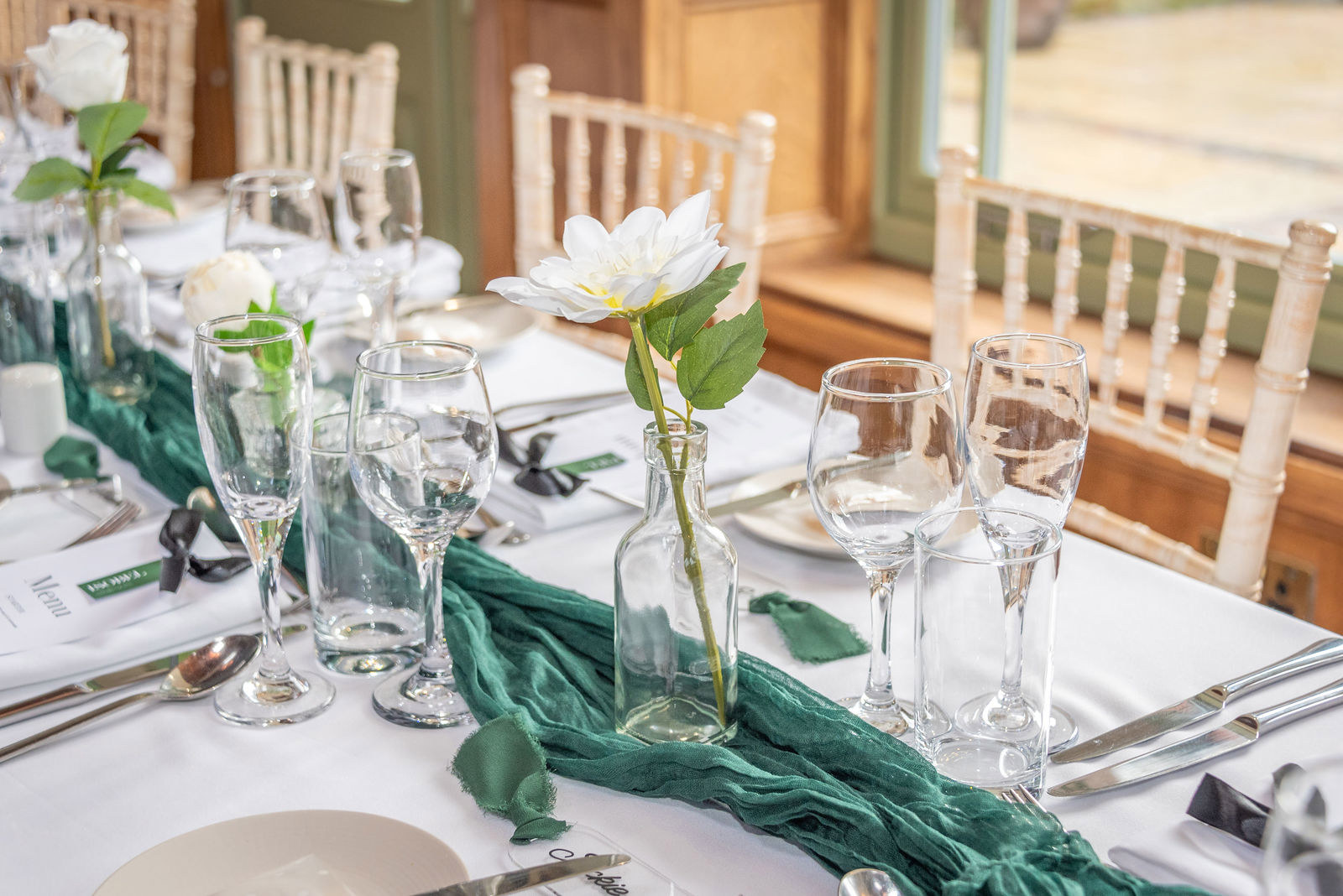 Wedding breakfast table detail at The Vines of Rochester wedding venue in Kent