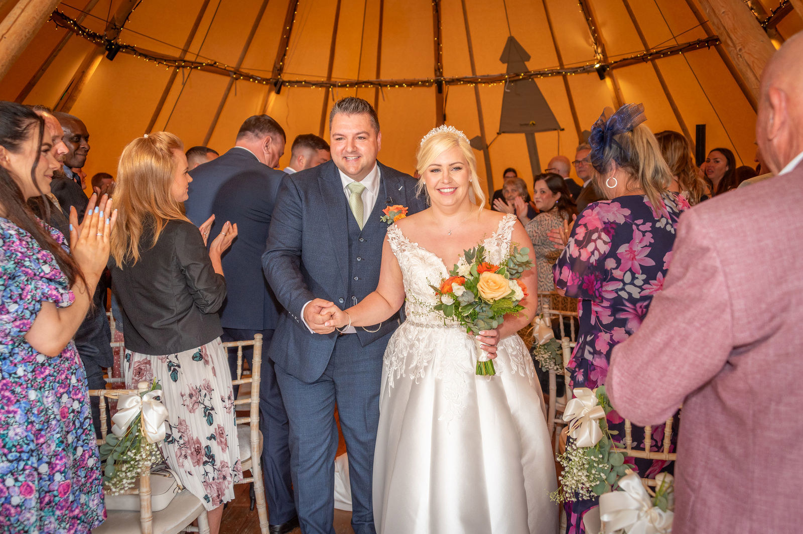 After the TiPi ceremony at The Vines of Rochester wedding venue in Kent