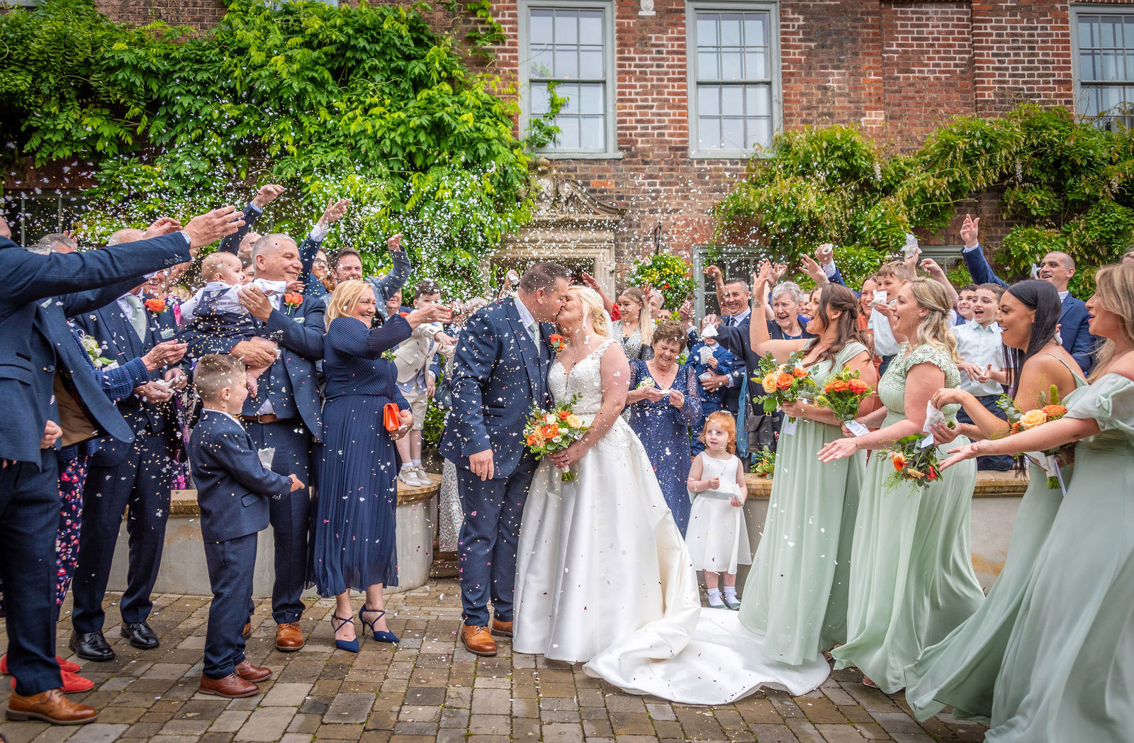The confetti shot at The Vines of Rochester wedding venue in Kent