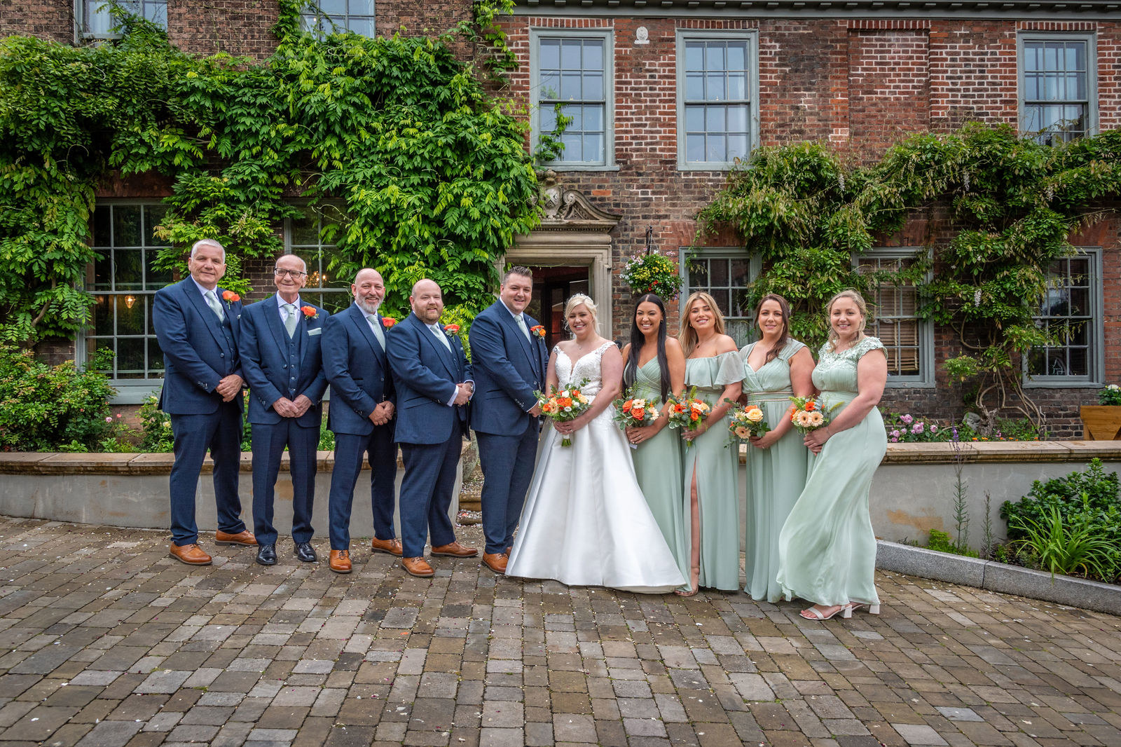 Group portrait at The Vines of Rochester wedding venue in Kent